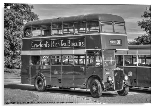 Bristol  Bus - Black and White Acrylic by Steve H Clark