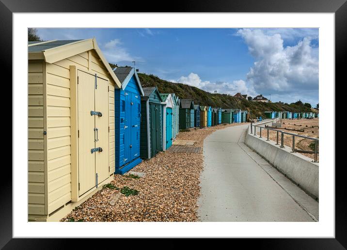 Beach Huts at Hill Head Framed Mounted Print by Dave Williams