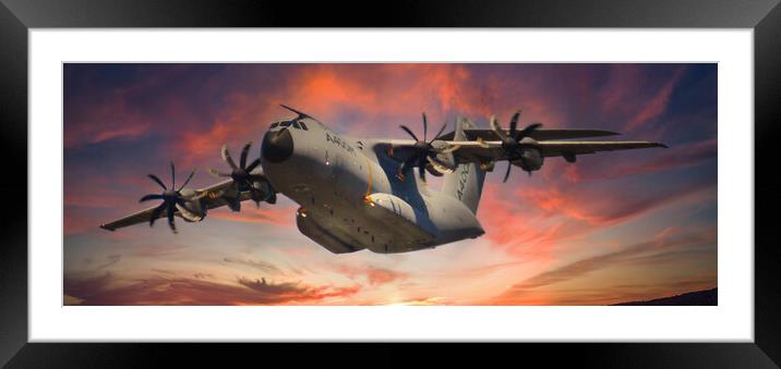 Airbus A400M in Flight Framed Mounted Print by Dave Williams