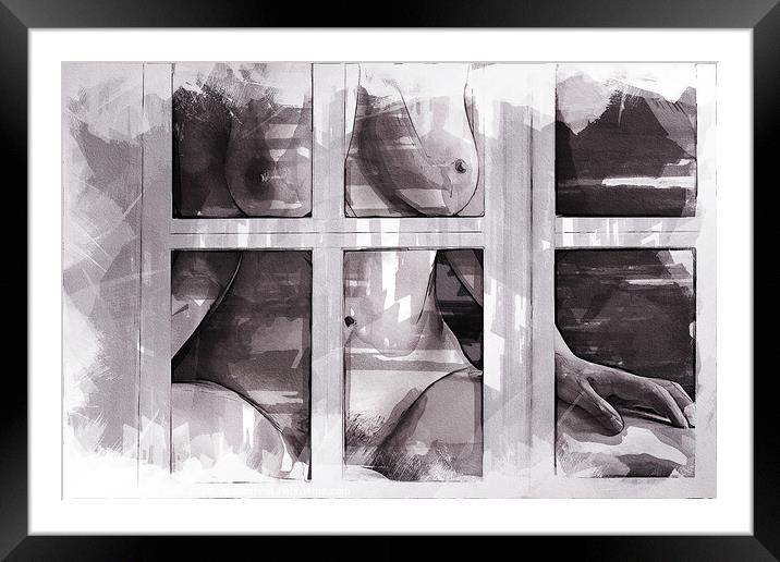Naked behind the window Framed Mounted Print by Ann Spells