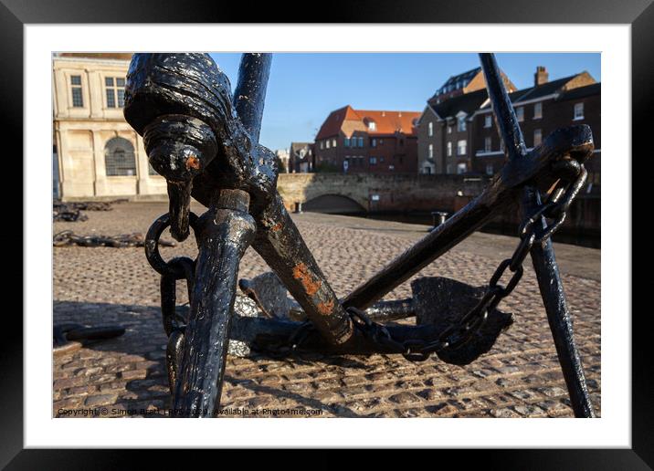 Quay side anchor and chains in Norfolk Framed Mounted Print by Simon Bratt LRPS