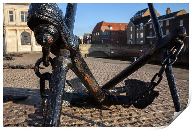 Quay side anchor and chains in Norfolk Print by Simon Bratt LRPS