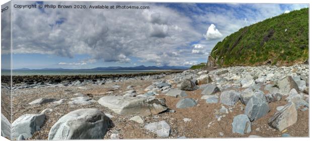 Chissel Beach in Wales, Panorama Canvas Print by Philip Brown