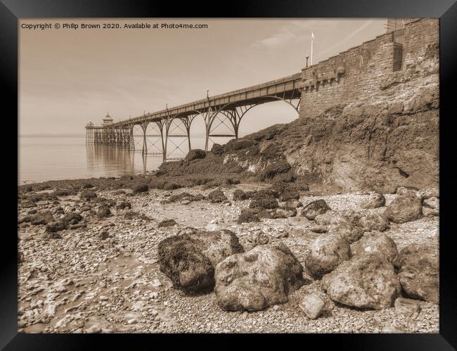 Clevedon Pier 1869, UK, Sepia Version Framed Print by Philip Brown
