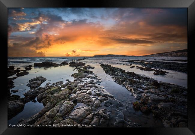 Compton Bay Sunset Isle Of Wight Framed Print by Wight Landscapes