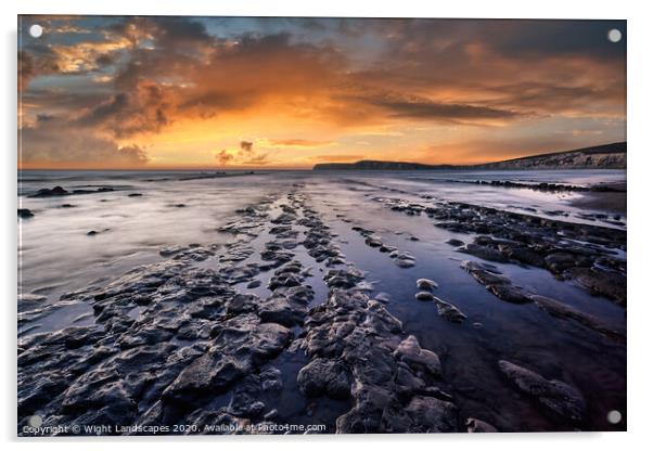 Compton Bay Sunset Isle Of Wight Acrylic by Wight Landscapes