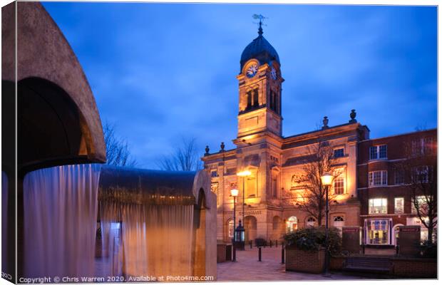 The Guildhall and Fountain Market Place Derby Canvas Print by Chris Warren