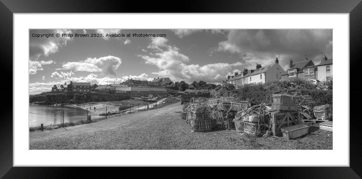 Craster Harbour in Northumberland. Panorama Framed Mounted Print by Philip Brown