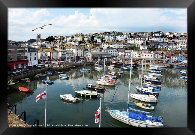 Brixham Harbour and The Golden Hind Framed Print by Frank Irwin