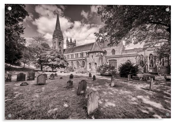 Llandaff Cathedral Monochrome Acrylic by Richard Downs