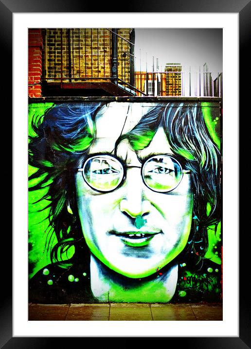 John Lennon Street Art Mural Camden Framed Mounted Print by Andy Evans Photos