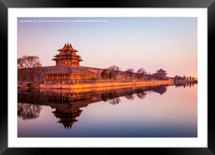 Wall and Moat, Forbidden City, Beijing Framed Mounted Print by Colin & Linda McKie