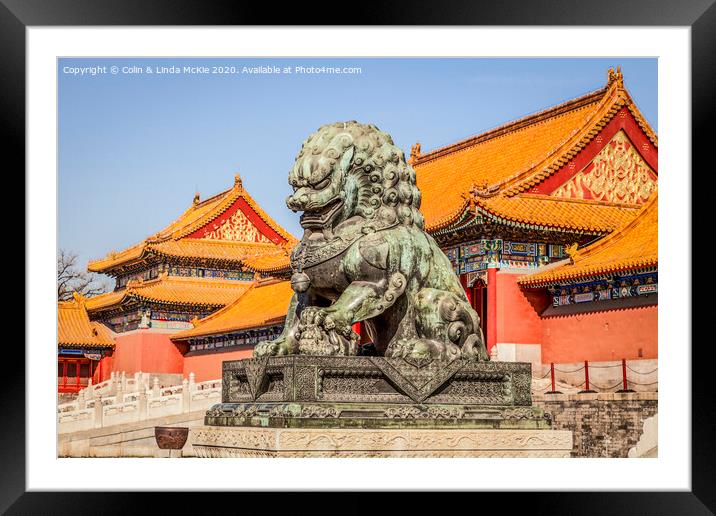 Bronze Lioness, Forbidden City, Beijing Framed Mounted Print by Colin & Linda McKie