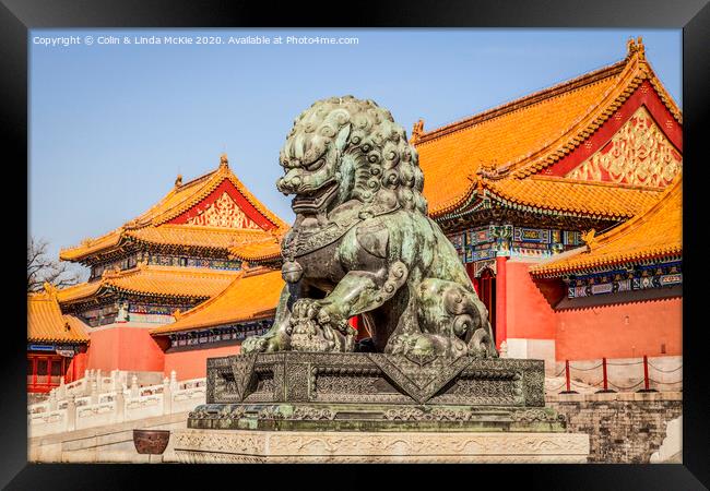 Bronze Lioness, Forbidden City, Beijing Framed Print by Colin & Linda McKie