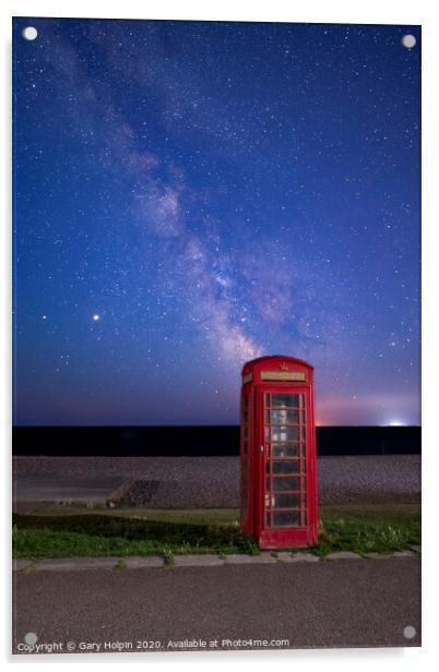Milky Way above an iconic British red phone box Acrylic by Gary Holpin