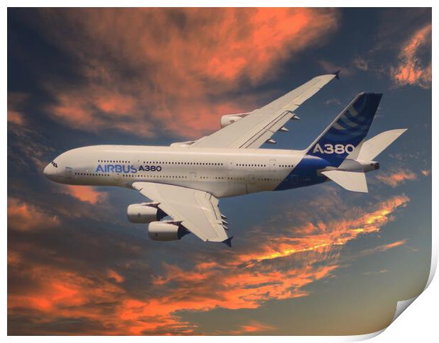 Airbus A380 in Flight Print by Dave Williams