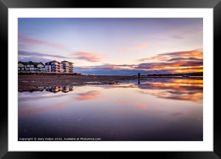 Reflections of sunset over Exmouth Framed Mounted Print by Gary Holpin