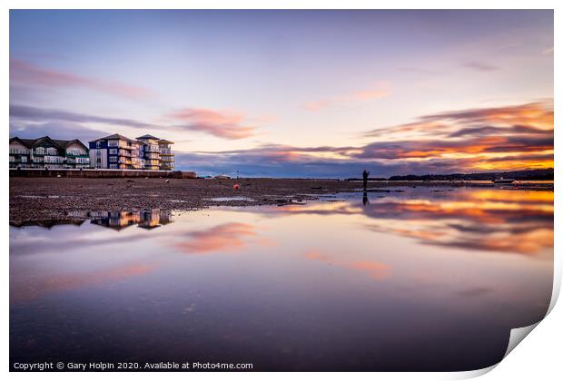 Reflections of sunset over Exmouth Print by Gary Holpin