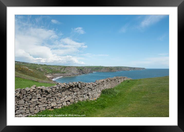 View across Fall bay and Mewslade at Rhossili  Framed Mounted Print by Bryn Morgan