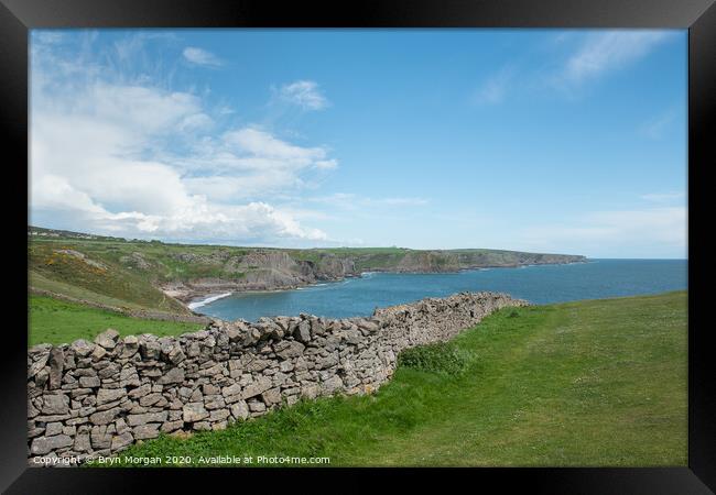 View across Fall bay and Mewslade at Rhossili  Framed Print by Bryn Morgan