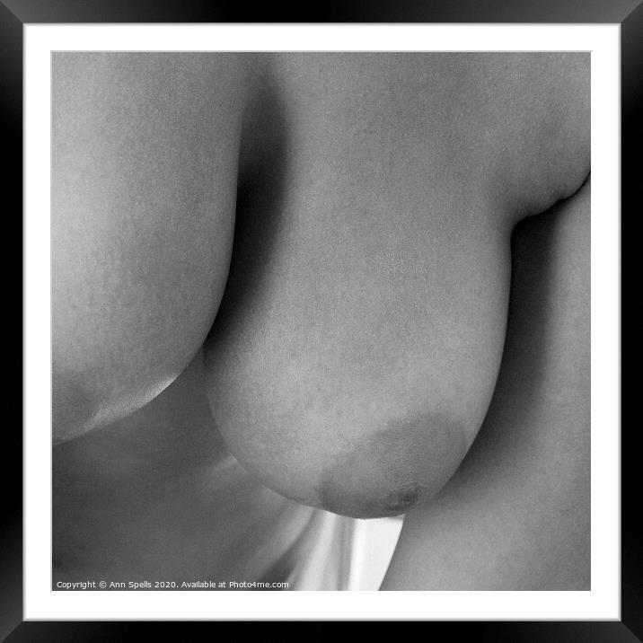 Naked breast black and white photography Framed Mounted Print by Ann Spells