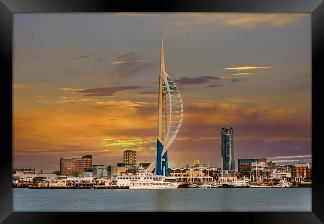 Sunrise over Portsmouth Harbour Framed Print by Dave Williams