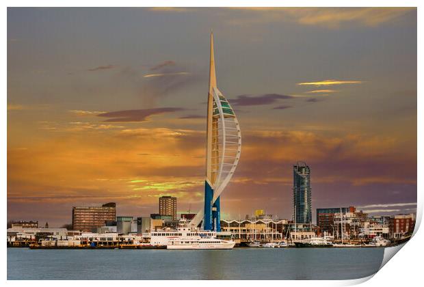 Sunrise over Portsmouth Harbour Print by Dave Williams