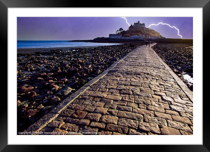 Storm at St Michael's Mount Framed Mounted Print by Paul F Prestidge