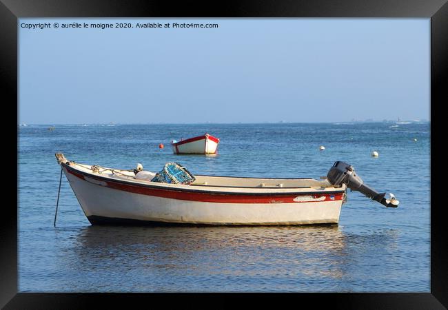 Boat at anchor in Brittany Framed Print by aurélie le moigne