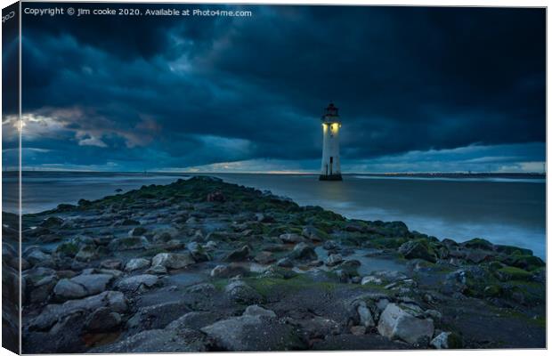 blue hour at perch rock Canvas Print by jim cooke