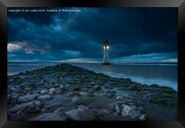 blue hour at perch rock Framed Print by jim cooke