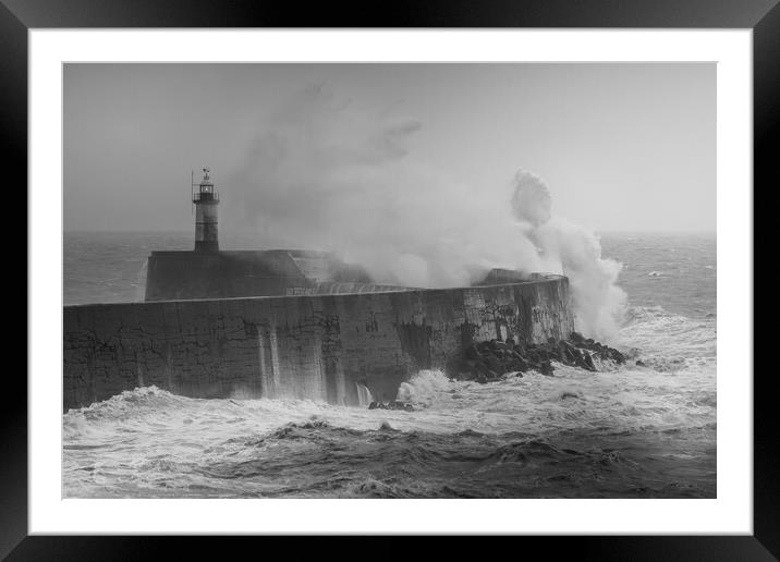 Storm breaks over Newhaven lighthouse  Framed Mounted Print by Andy Dow