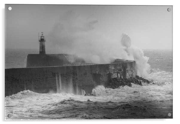 Storm breaks over Newhaven lighthouse  Acrylic by Andy Dow
