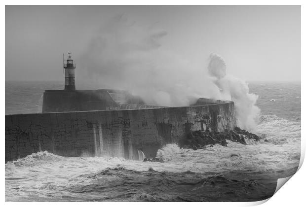 Storm breaks over Newhaven lighthouse  Print by Andy Dow