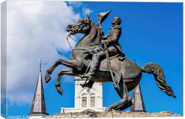 Andrew Jackson Statue Saint Louis Cathedral New Orleans Louisiana Canvas Print by William Perry