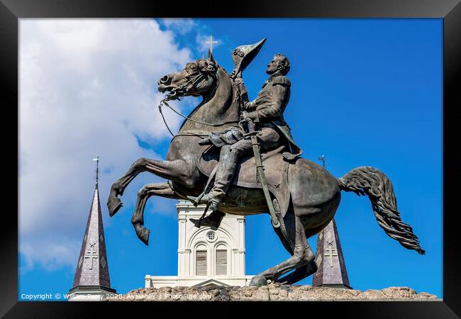 Andrew Jackson Statue Saint Louis Cathedral New Orleans Louisiana Framed Print by William Perry