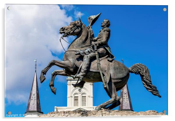 Andrew Jackson Statue Saint Louis Cathedral New Orleans Louisiana Acrylic by William Perry