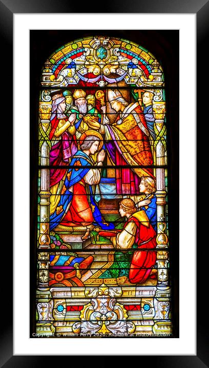 Coronation Stained Glass King Saint Louis Cathedral New Orleans Framed Mounted Print by William Perry