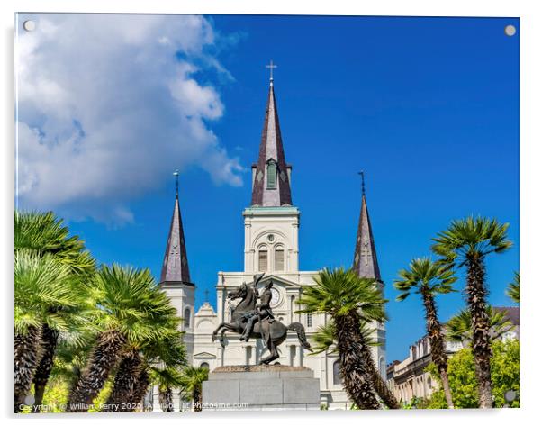 Andrew Jackson Square Statue Saint Louis Cathedral New Orleans L Acrylic by William Perry