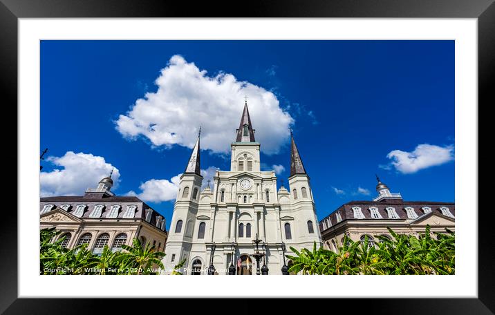 Saint Louis Cathedral Facade New Orleans Louisiana Framed Mounted Print by William Perry