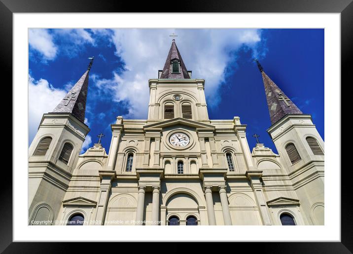 Saint Louis Cathedral Facade New Orleans Louisiana Framed Mounted Print by William Perry
