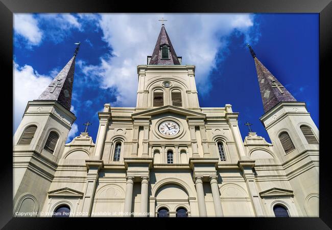 Saint Louis Cathedral Facade New Orleans Louisiana Framed Print by William Perry