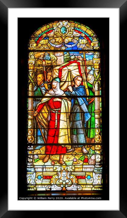Crusaders Stained Glass King Saint Louis Cathedral New Orleans Framed Mounted Print by William Perry