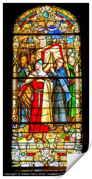 Crusaders Stained Glass King Saint Louis Cathedral New Orleans Print by William Perry