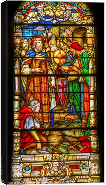 Crusades Stained Glass Saint Louis Cathedral New Orleans Louisia Canvas Print by William Perry