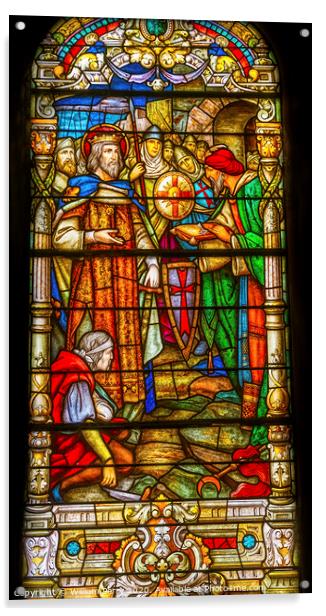 Crusades Stained Glass Saint Louis Cathedral New Orleans Louisia Acrylic by William Perry
