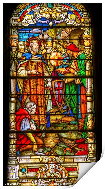 Crusades Stained Glass Saint Louis Cathedral New Orleans Louisia Print by William Perry