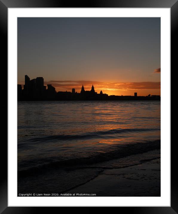 Golden Mersey Shores Framed Mounted Print by Liam Neon
