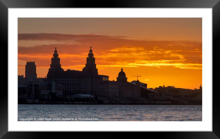 Liverpool Golden Skies Framed Mounted Print by Liam Neon