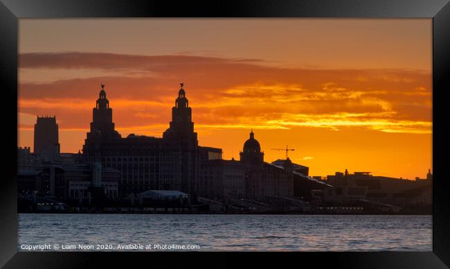 Liverpool Golden Skies Framed Print by Liam Neon